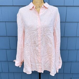 J. Jill Light peach coral Button Down Shirt blouse large linen